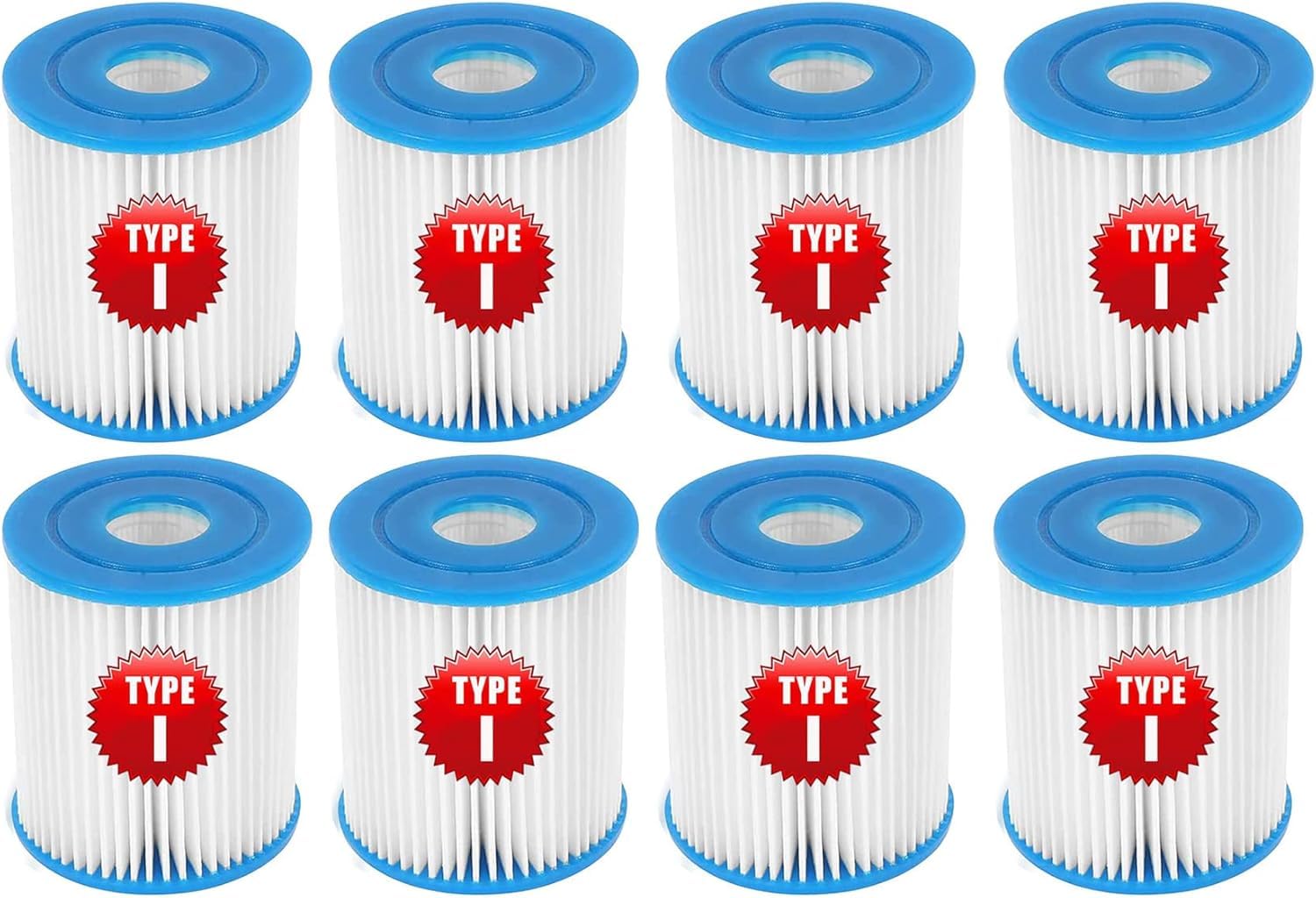 BDHI Type I Filter Cartridge for Bestway Above Ground Pool, Replacement Filter Cartridge for Inflatable Swimming Pool, 3.1 x 3.5 Inch, 58093-17, Pack of 8