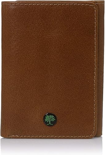 Billetera para hombre Trfiold Slim antirrobo RFID en cuero de grano completo con ventana de identificación de AULIV Tan dorado