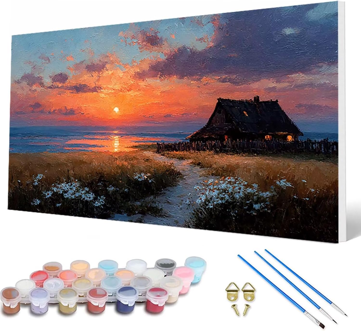 数字油絵 日没 Paint by Numbers 風景 数字油絵 パターンデザイン ペイントバイナンバー おしゃれ インテリア ウォ