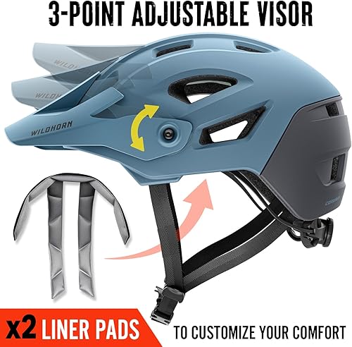 Miniatura 3 de Wildhorn Corvair - Casco de bicicleta de montaña para hombres y mujeres con máxima ventilación, sistema de ajuste FTA y visera ajustable. Cascos de