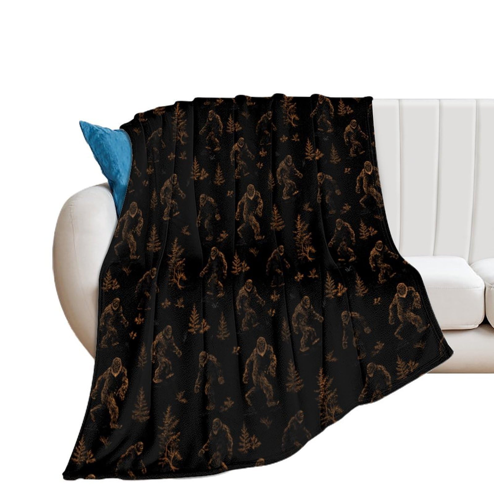 OUTBDNVFSA Bigfoot Pattern Throw Blanket Lightweight Summer Blankets for Bed Sofa Camping Travel