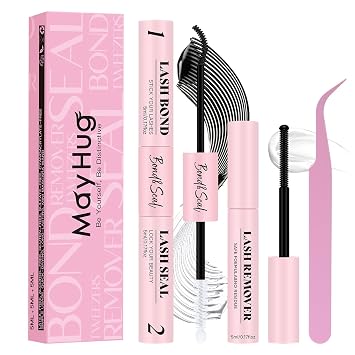 Mayhug Lash Cluster Glue Bond and Seal Kit with Lash Glue Remover and Tweezers Long-Lasting, Waterproof For DIY Eyelash Extension At Home Use Beginners Friendly Kit 4-in-1