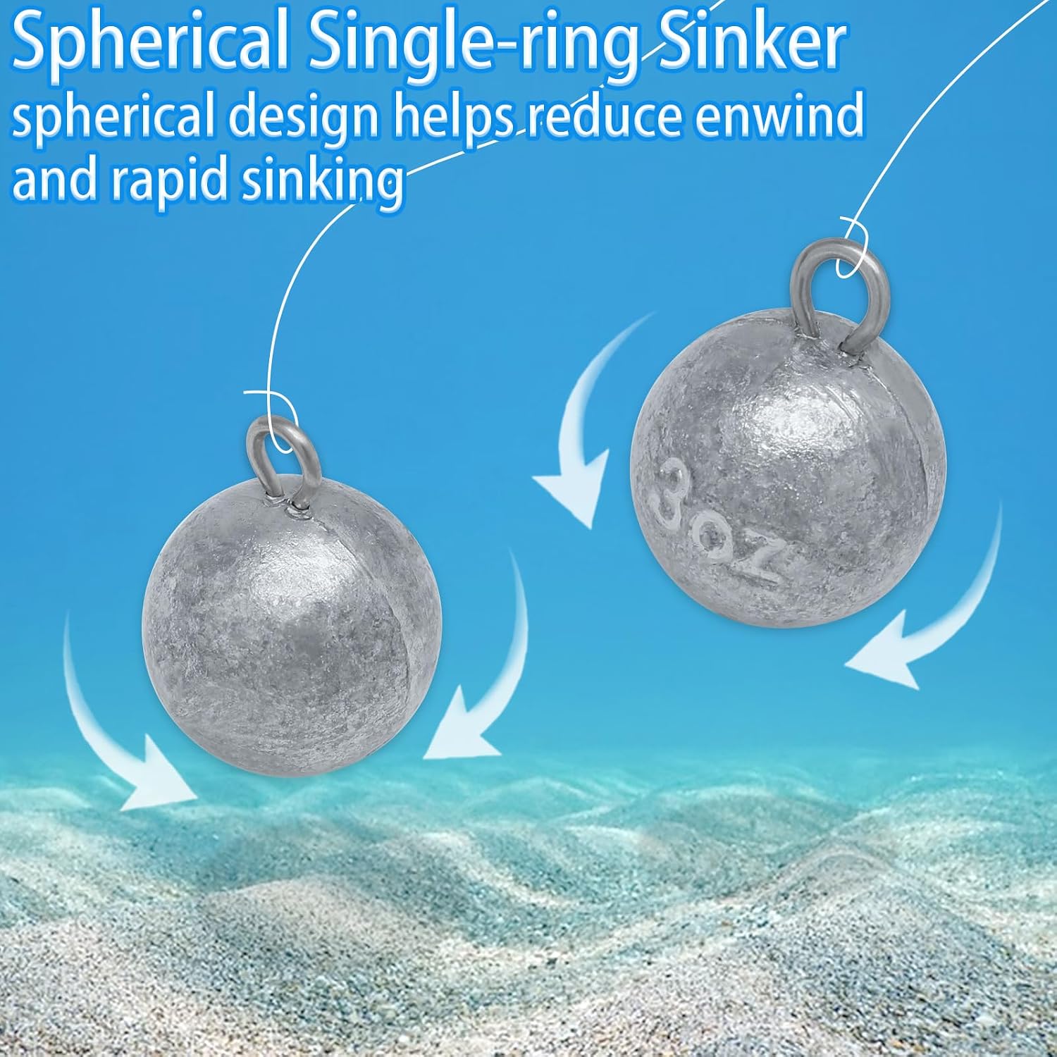 5 Pcs Fishing Round Sinker Cannonball Lead Weights Assortment | Egg Drop Bass Weights Saltwater Freshwater Casting 1-5oz