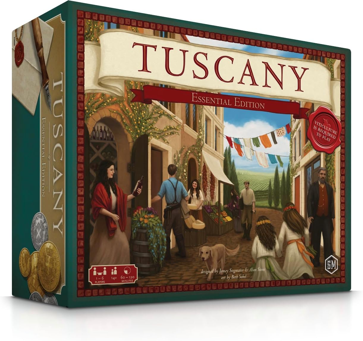 Stonemaier Games Viticulture: Tuscany Expansion Essential Edition, 1-6 Players, Ages 14+, 150 Mins, New Board, Cards, Workers