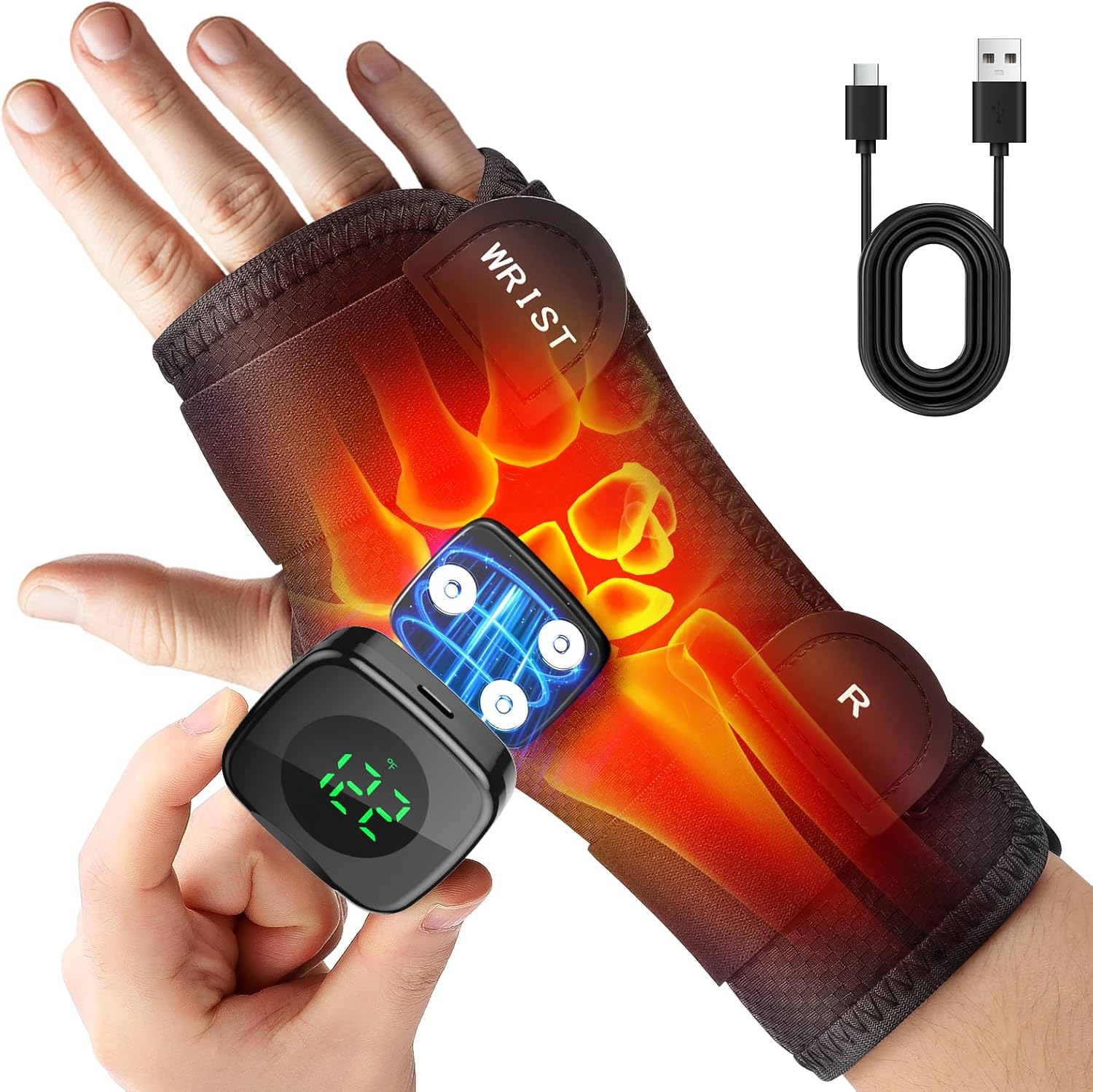 Heated Wrist Wrap for Right Hand, Heated Wrist Brace for Men Woman