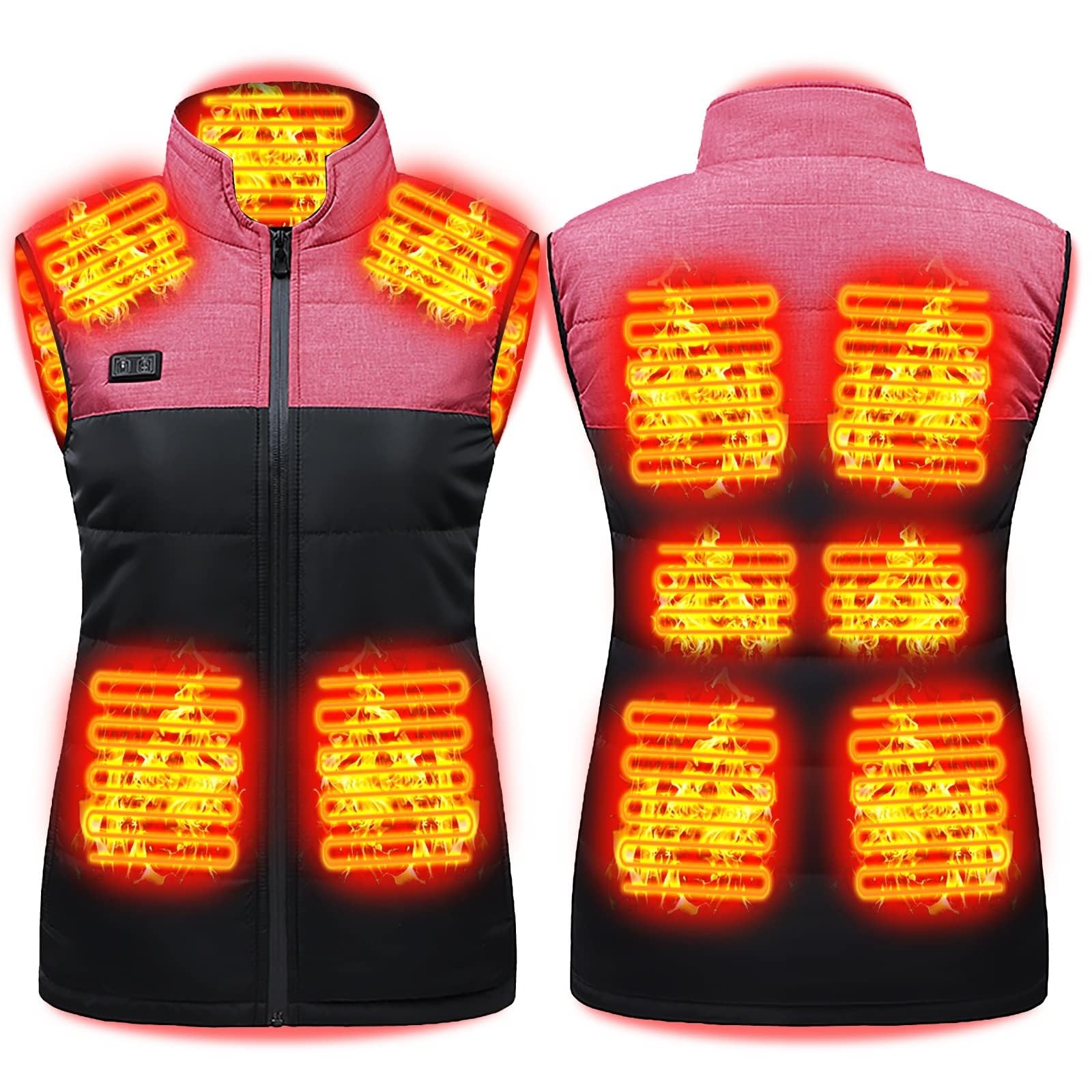 Gilet riscaldato in Pile Polare da Uomo, Giacca elettrica con Carica di Riscaldamento USB, Gilet Scaldamuscoli Leggero, per Caccia/Escursionismo (Color : Pink, Size : M)