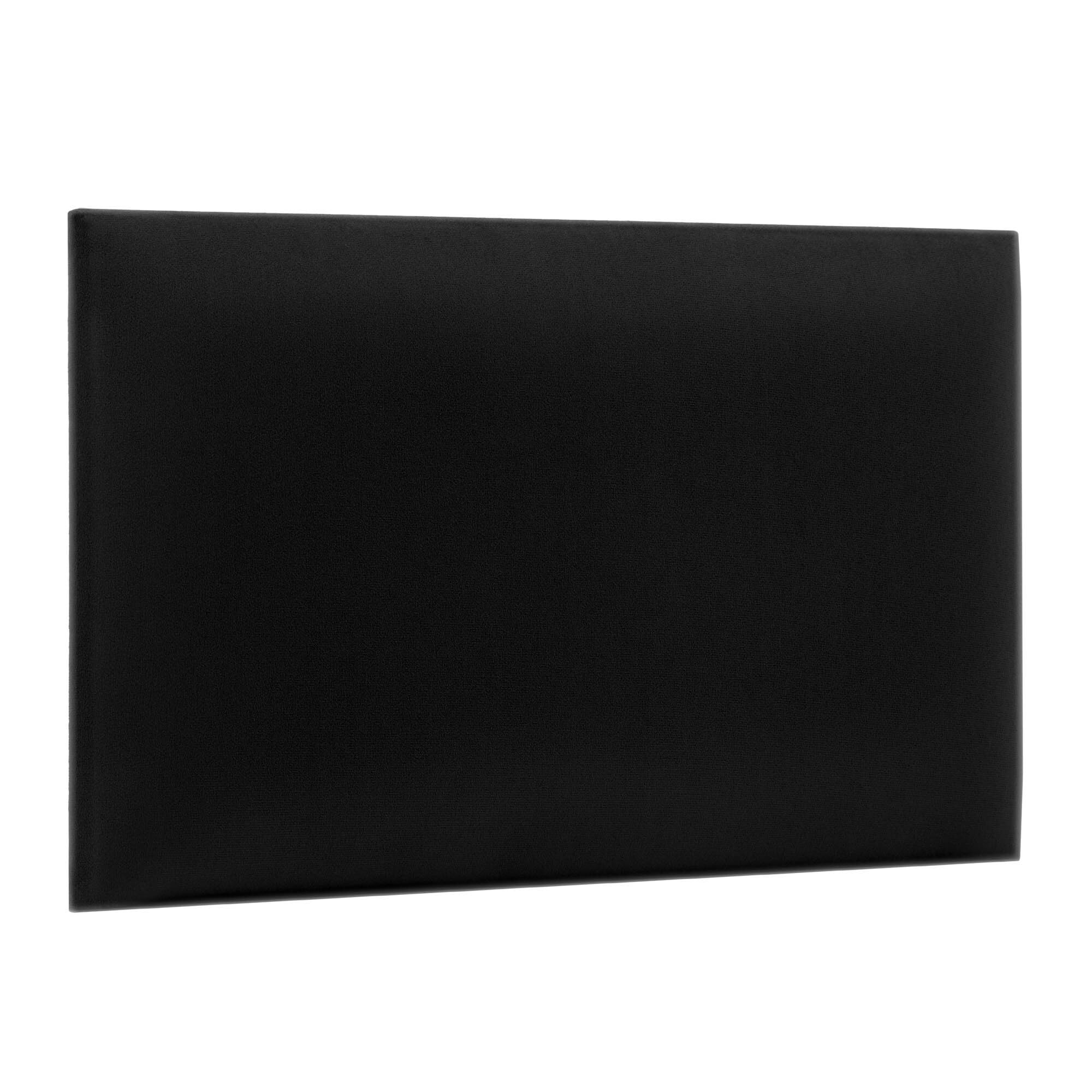 murando - Wall cushion as a headboard for a bed Rectangle Velvet 40x50 cm - Padded wall panel wall decoration for bedroom living room children's room - black