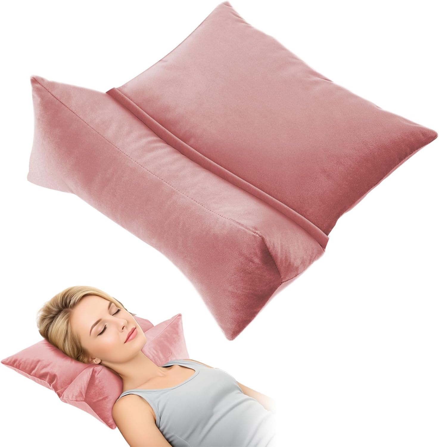 2-in-1 Cervical Pillow for Neck & Shoulder Pain Relief - Adjustable Zippered Neck Support for Sleeping, Office & Travel, Spine Protection (Pink)