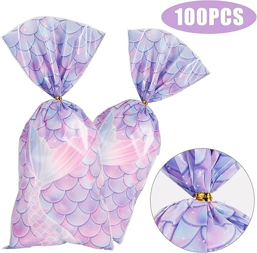 Miniatura 3 de 100 bolsas de fiesta temáticas de sirena, bolsas de recuerdo de fiesta de sirena, bolsas de dulces, bolsas de regalo, bolsas de envoltura de