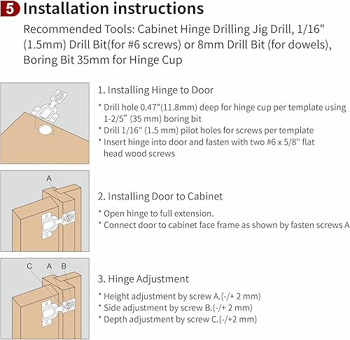 Miniatura 6 de Bisagra compacta para armario de cocina (cierre suave, 105 )