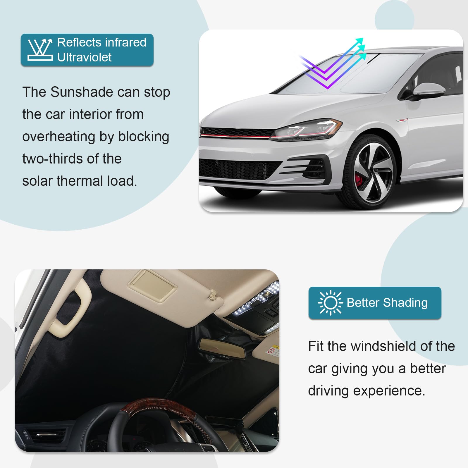 [Aggiornamento] CDEFG Compatibile con VW Golf 7 mk7 7.5 2013-2019 GTI GTD GTE R Parasole Parasole Anteriore Parasole Parabrezza Auto Parasole Accessori