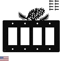 Vista 14 de Pine Cone - Placa de pared para interruptor de luz triple (palanca triple, negro) - Fabricado en Estados Unidos