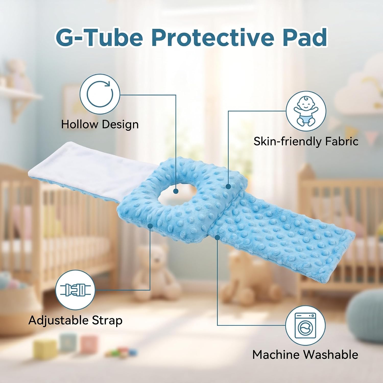 G-Tube Pad for Feeding Tube, Gastrostomy Protector for Babies, Hollow Out Design to Prevent Pressure & Friction, Soft Breathable Care Pad for Daily Site Protection, Washable