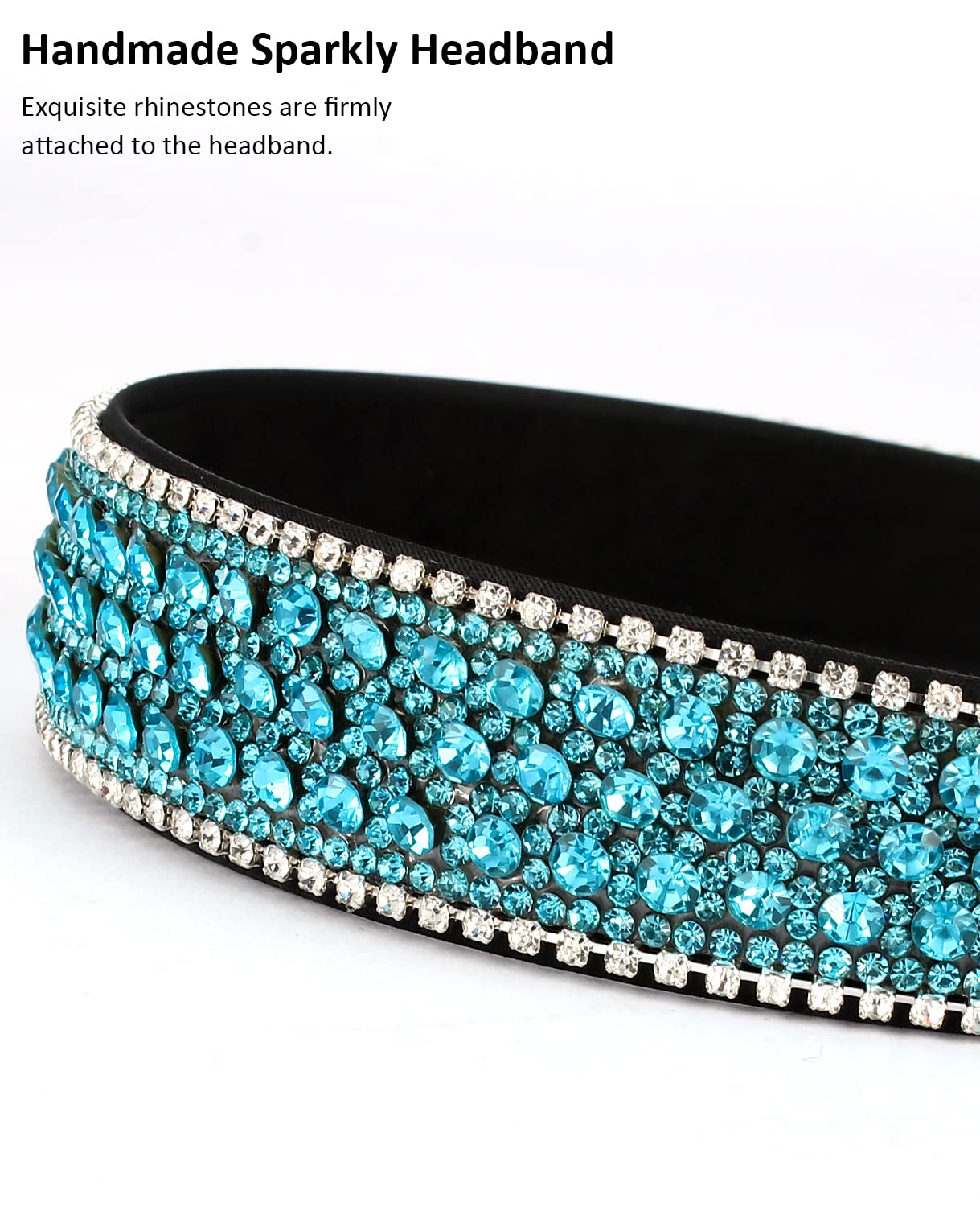 Wecoe Headband, Women's and Girls' Rhinestone Headband, Blue, Fashion Headband, Nonslip, Bling, Sparkly, Crystal, Diamond, Thin Hair Band, Holiday Birthday Gift, Formal Hair Accessories - Image 3