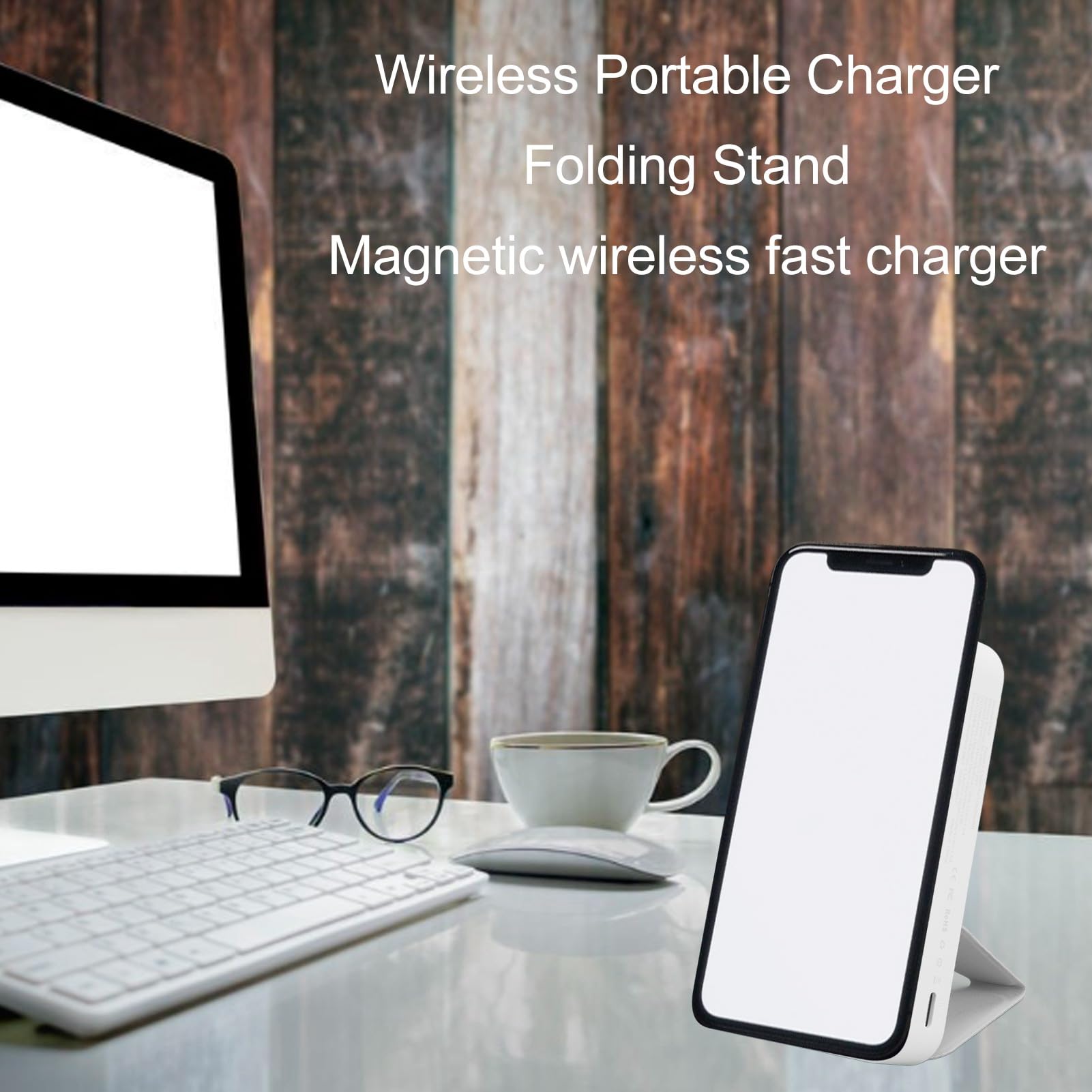 Cargador Portátil Inalámbrico, Batería Magnética de 10000mAh de Alta Capacidad con Pantalla LED para 14, 13, 12 Series (Blanco)