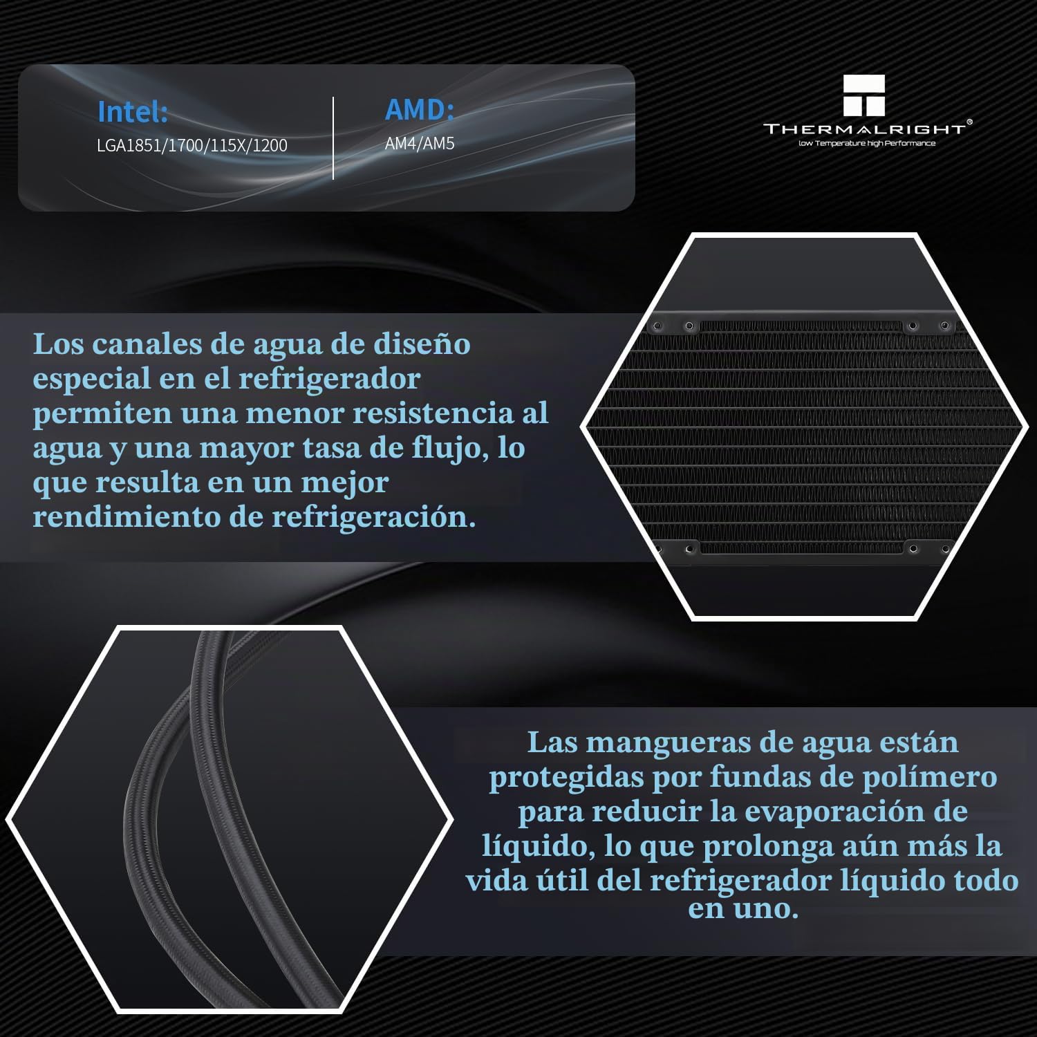 Thermalright Frozen Infinity 360 BLACK - Disipador de CPU 360 AIO, triple ventilador TL-M12-PWM, Infinity Mirror CPU para AMD/AM4/AM5, Intel LGA 1851/1700/1150/1151