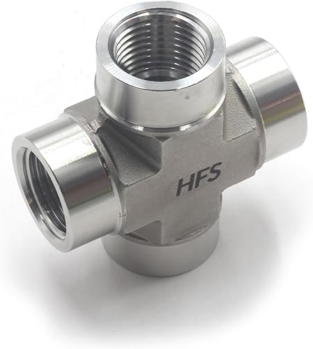 Miniatura 14 de HFS (R) 3/4" NPT Rosca Tubería de 4 vías Cruz (Hombre x Hembra x Macho x Hembra) Acero Inoxidable 304