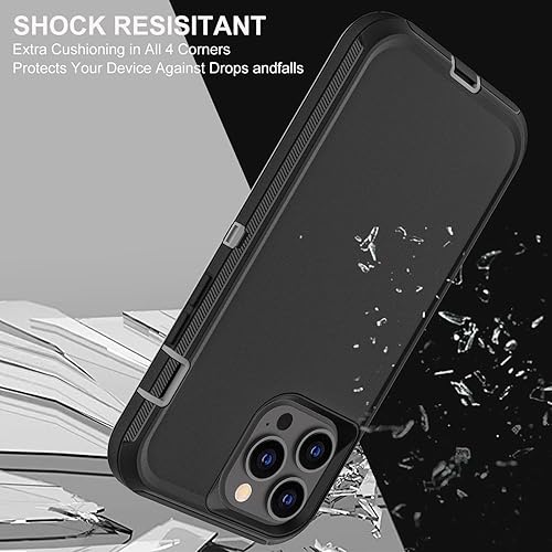 Miniatura 5 de Funda para iPhone 14 Pro, grado militar 3 en 1, resistente a los golpes, a prueba de caídas, polvo con 2 protectores de pantalla de vidrio templado