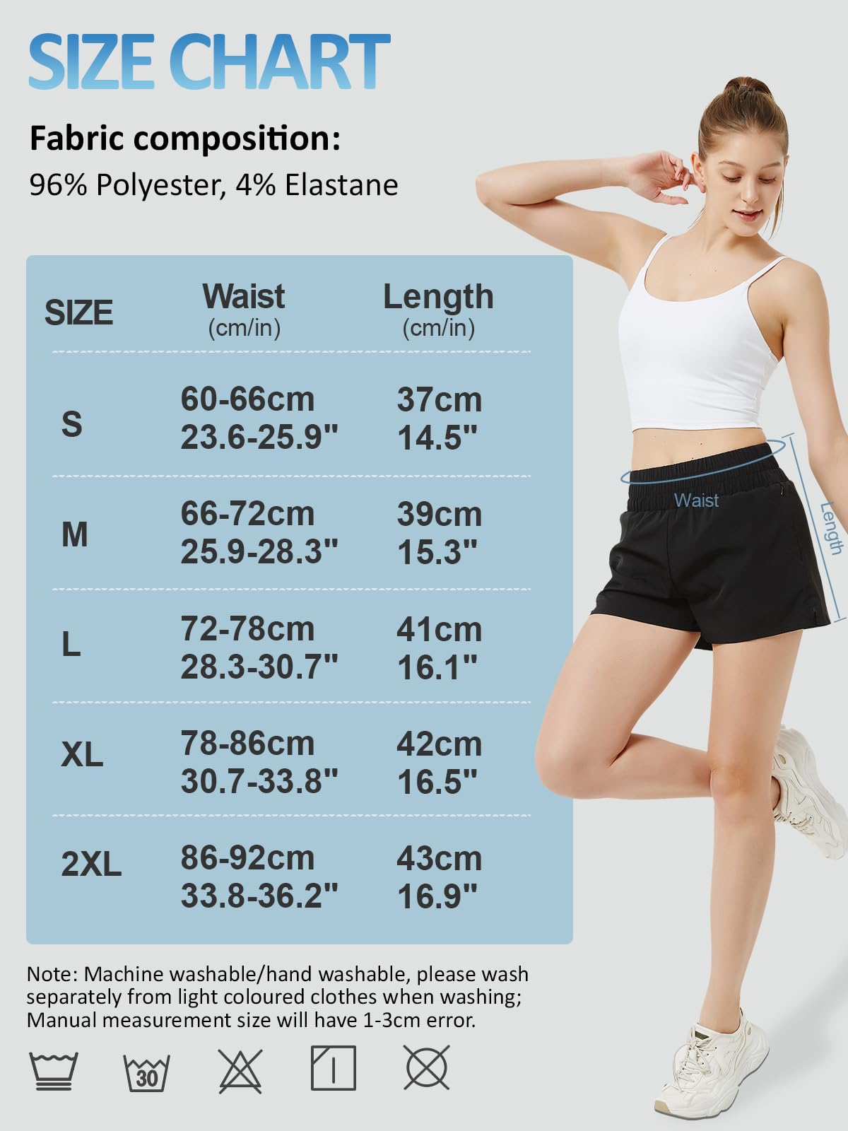 Soudittur Damskie spodenki do biegania, damskie spodenki sportowe 2 w 1 z kieszeniami, szybkoschnące na plażę, lato, siłownia, joga, fitness