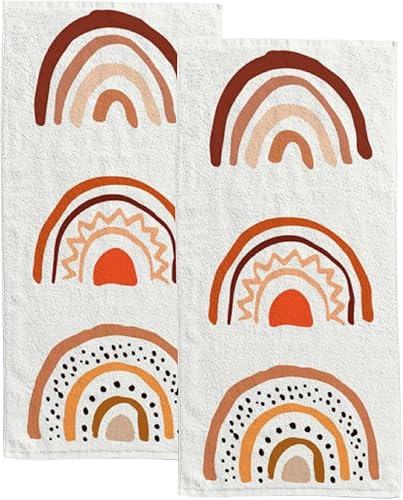 Miniatura 1 de Juego de 2 toallas de baño de mano para baño, bohemio, arcoíris, sol, colorido, toalla de ducha, absorbente de agua, microfibra suave, toalla