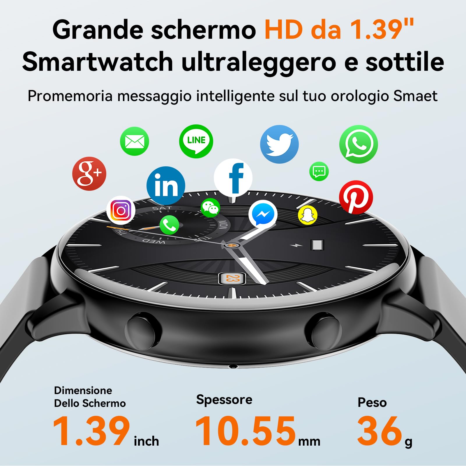 Hwagol Smartwatch Uomo Donna, Round Waterproof Fitness Tracker 140+ modalità Sportive Orologio Smartwatch con Contapassi/Cardiofrequenzimetro/SpO2/Cronometro per Android iOS