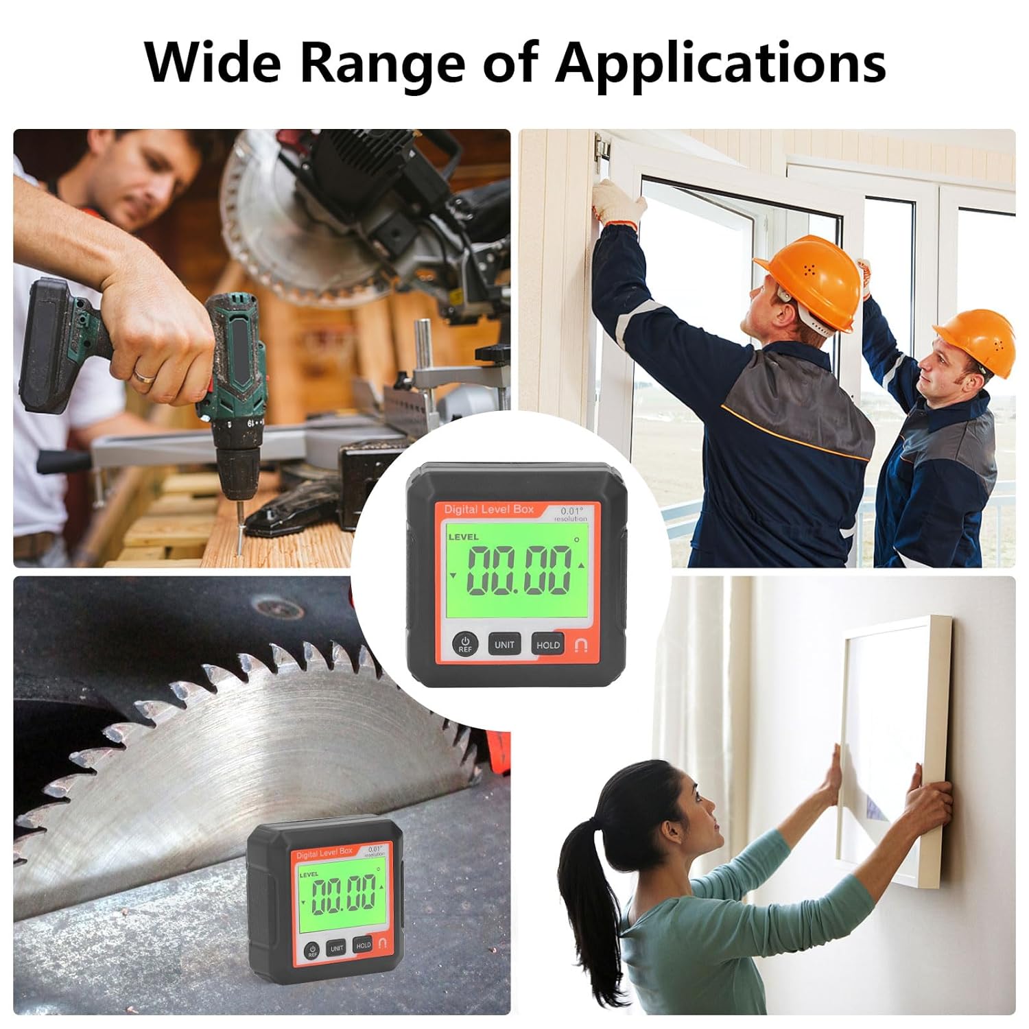 Digital Level Box, Digital Angle Gauge with Magnetic Base, 0.01° Precision Digital Protractor for Woodworking Construction Auto Repair and Machinery (Orange White)