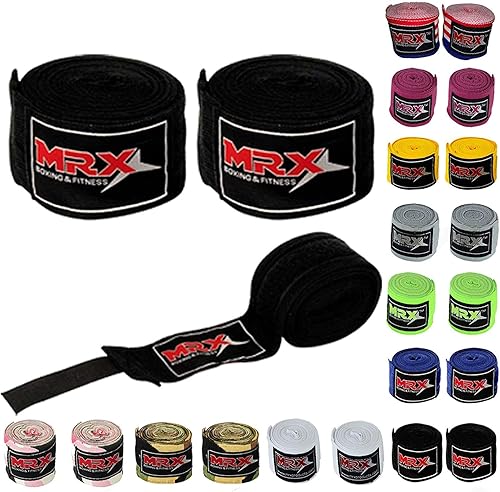 MRX BOXING & FITNESS - Envolturas de boxeo 100% algodón, varios colores, ideal para artes marciales mixtas, boxeo, muay tailandés, entrenamiento de