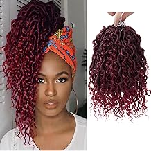 Curly Faux Locs Crochet Hair Goddess Locs Crochet Hair 10Inch 8Packs Pre Looped Synthetic Deep Curly Hairstyle Hippie Locs Crochet Braids Extensions (1B/BUG, 10inch(Pack of 8))