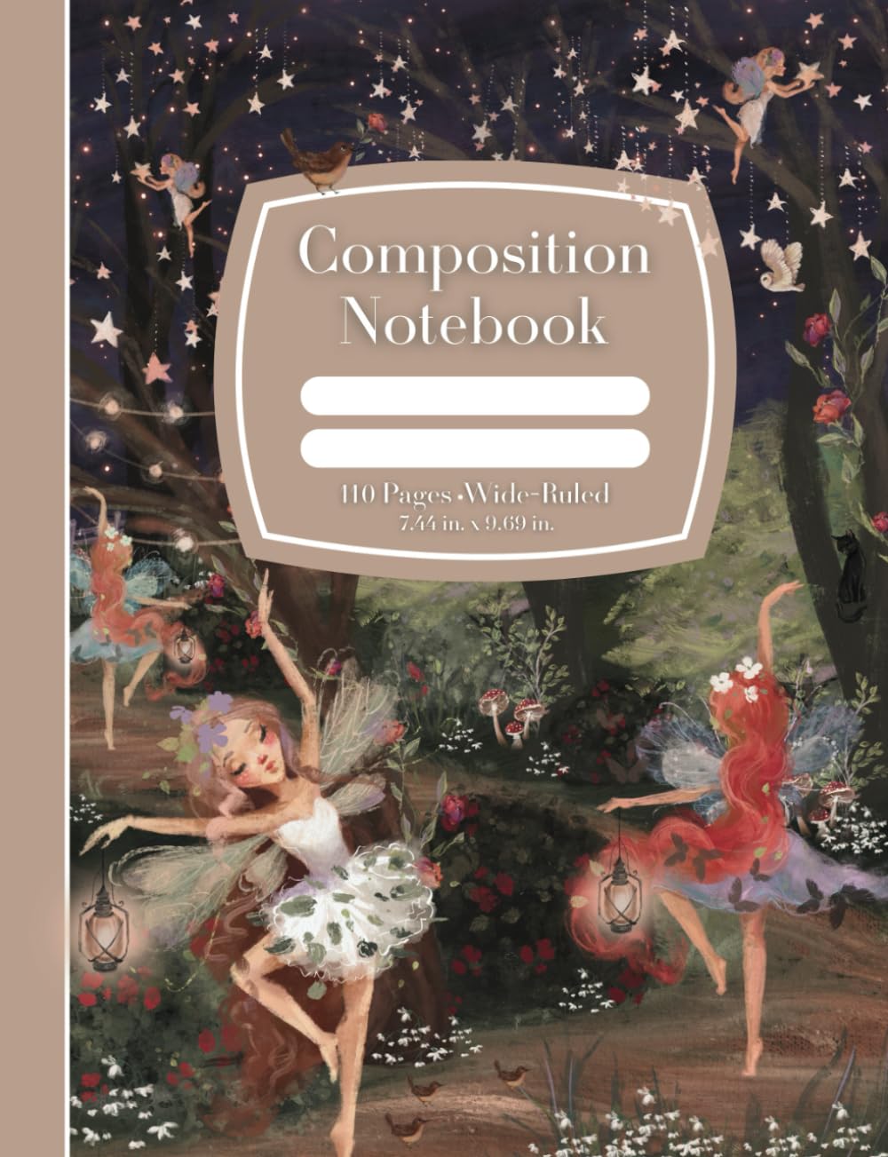 Composition Notebook: Enchanted Fairy Forest Illustrated Cover, Wide-Ruled, 110 Pages