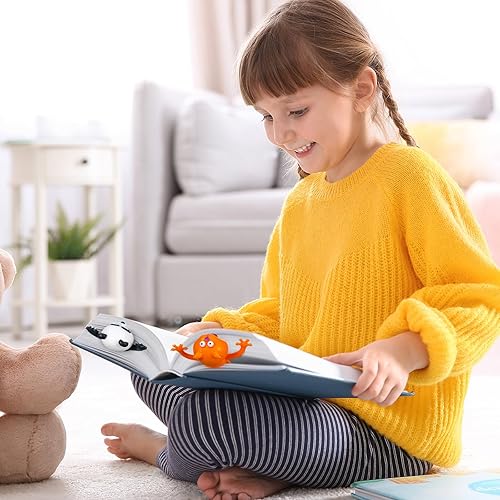 Miniatura 6 de Zonon 6 marcapáginas locas de animales 3D aplastados para niños, estudiantes y profesores, divertido marcapáginas para leer (estilo vibrante)