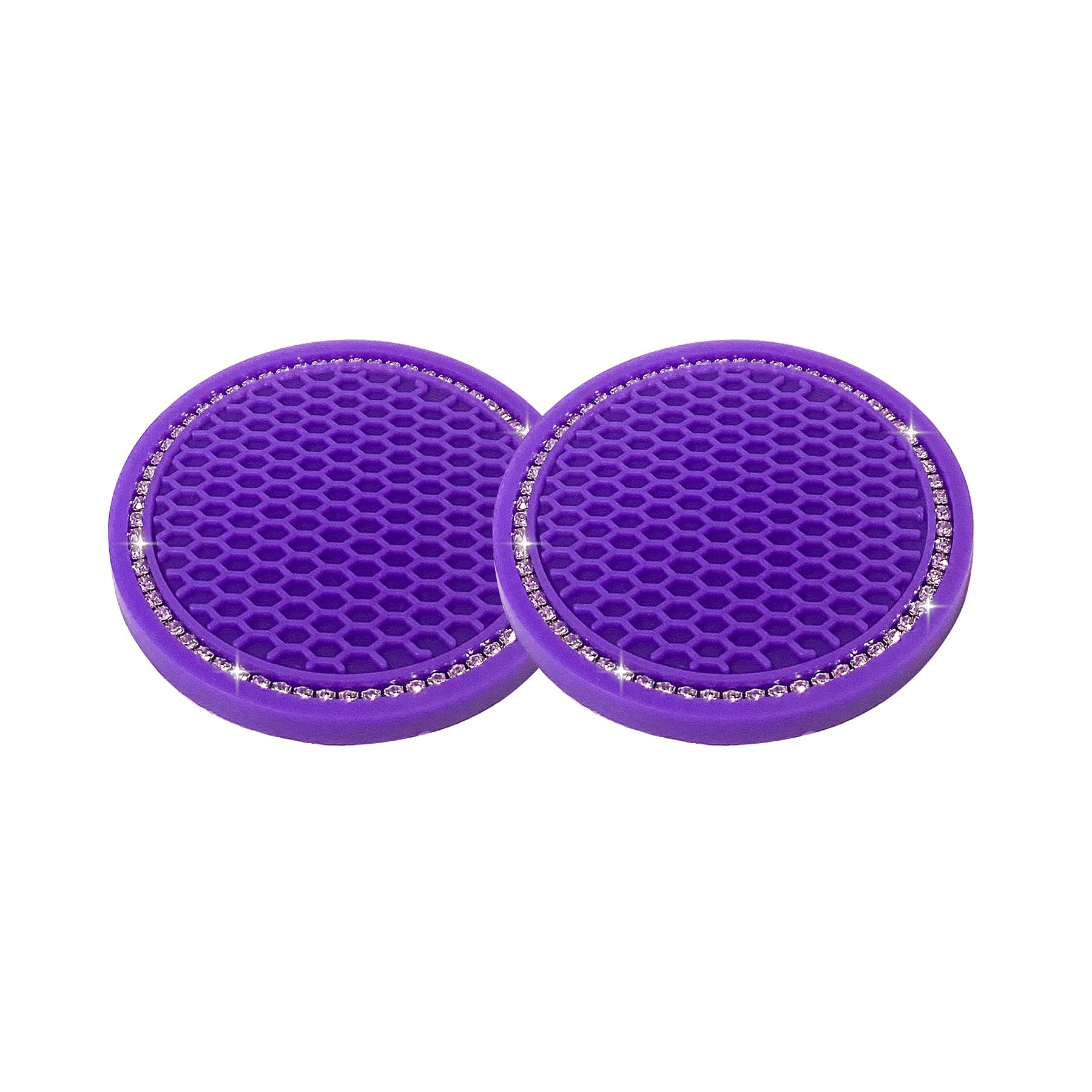 JUSTTOPCar Cup Holder Coaster, 2 Pack Universal Auto Anti Slip Cup Holder Insert Coaster, Bling Crystal Rhinestone Car Interior Accessories-Purple