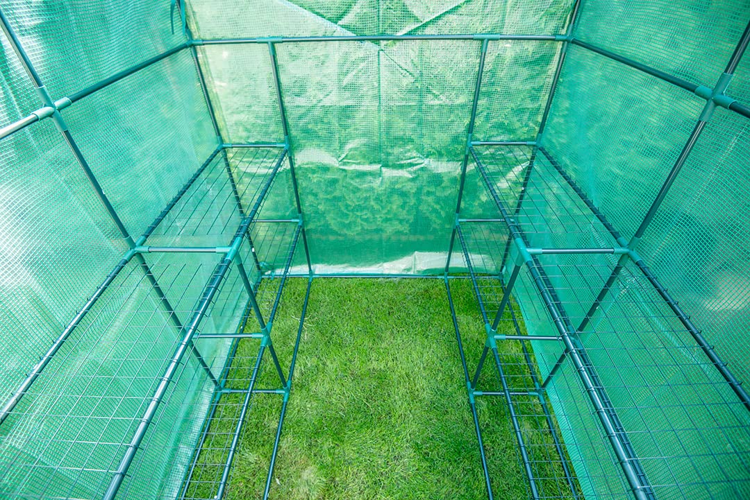 NEO TOOLS Serre d intérieur 143 x 143 x 195 cm, Film PVC, Pliable, Structure en métal revêtu par pulvérisation, Facile à Monter, Fermeture éclair