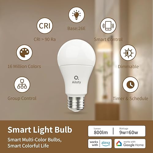 Miniatura 2 de Bombillas LED, bombillas inteligentes compatibles con Alexa y Google Assistant, bombilla que cambia de color, bombillas Bluetooth WiFi, A19 E26, 9W