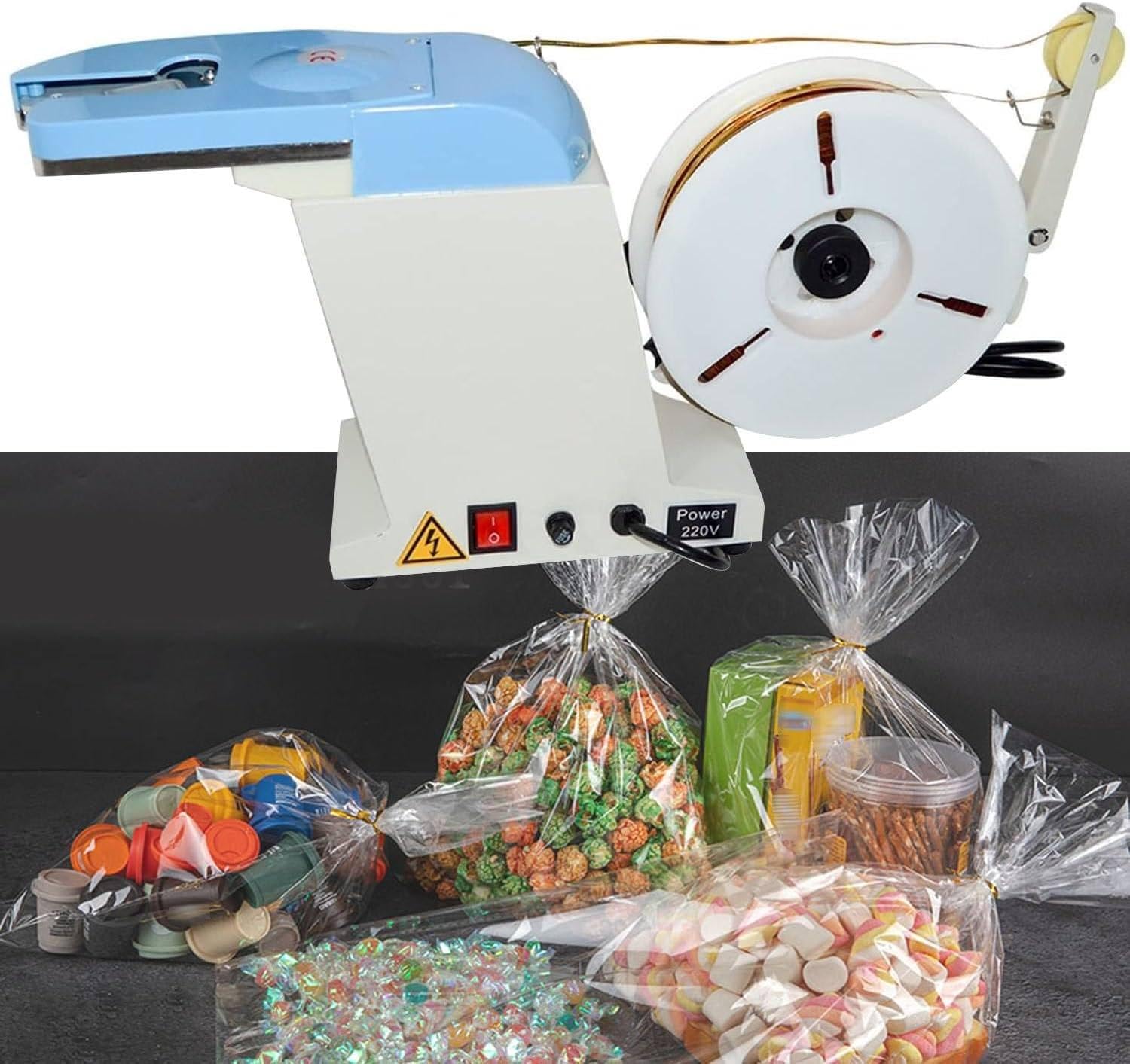Aserzenith 1 Packaging Semi-Automatic,Electric Food Bag Closure Twist Tying Machine,Automatic Bag Closure Machine,Bundling Diameter 0.-.2Mm,For Candy Bread Toy