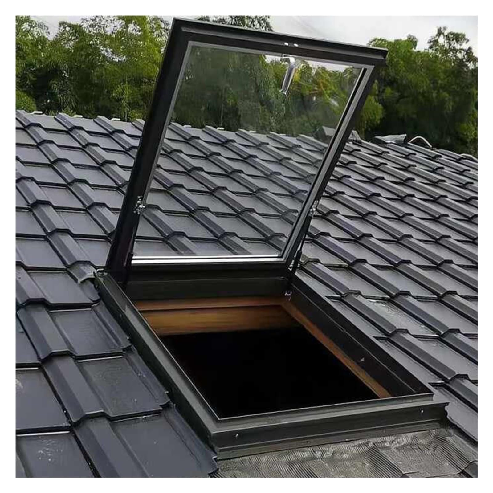 Trampilla de Suelo Ventana de acceso al techo, claraboya de salida de aluminio resistente con vidrio templado de doble capa, claraboya de instalación de cubierta de ventilación manual para pasillo, lo
