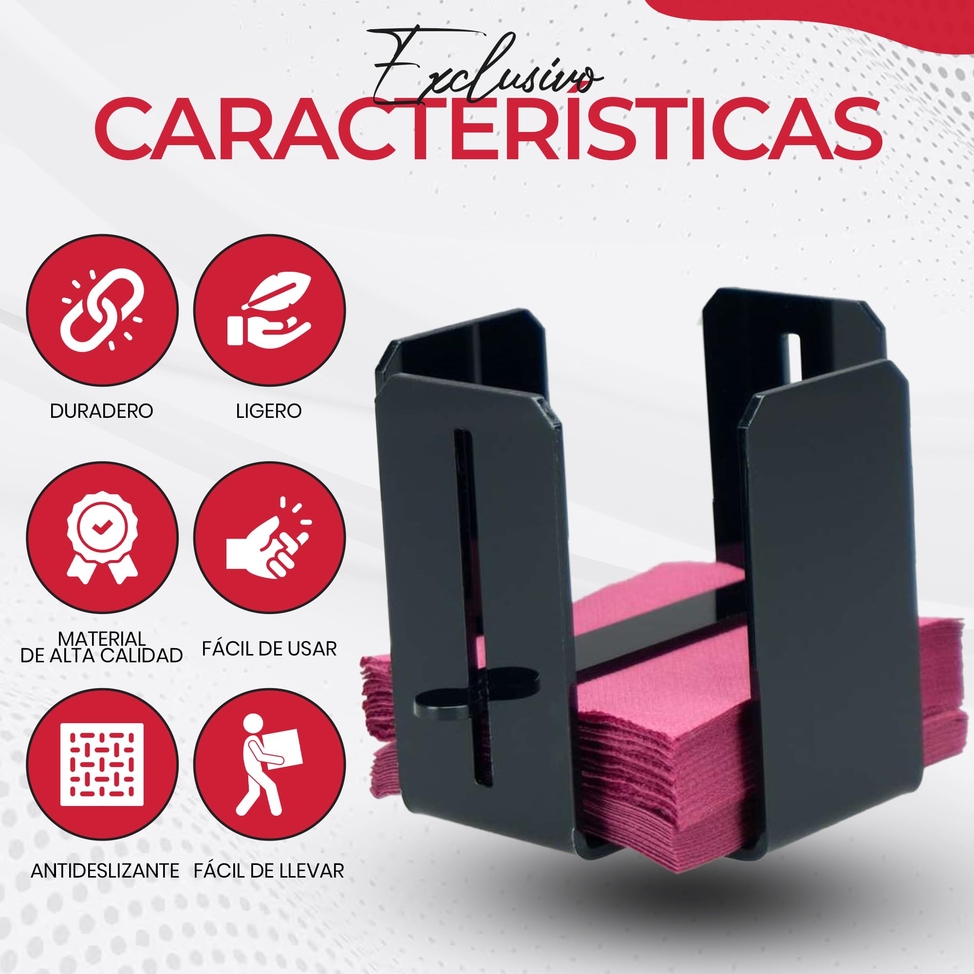 Pack de 5 Servilletero de Mesa de Metacrilato Negro | Porta Servilletas 11,5x11,5 cm | Servilleteros Individuales Ideales para Hostelería y Bar (5, Negro con Tope)