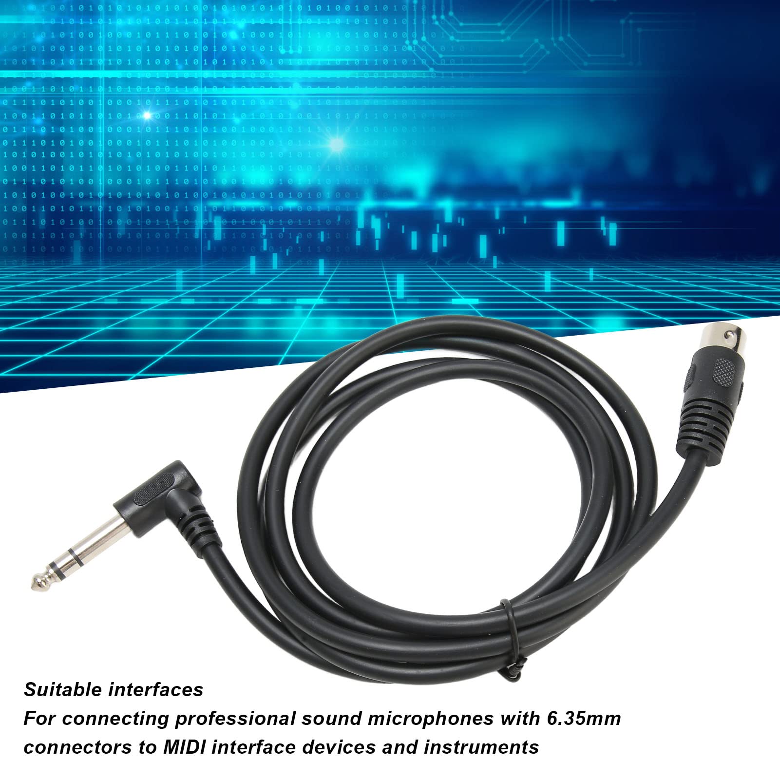 Wakects Kabel 6.35mm do Midi Din 5-pin, Kąt Prosty, 4.9 Stopy