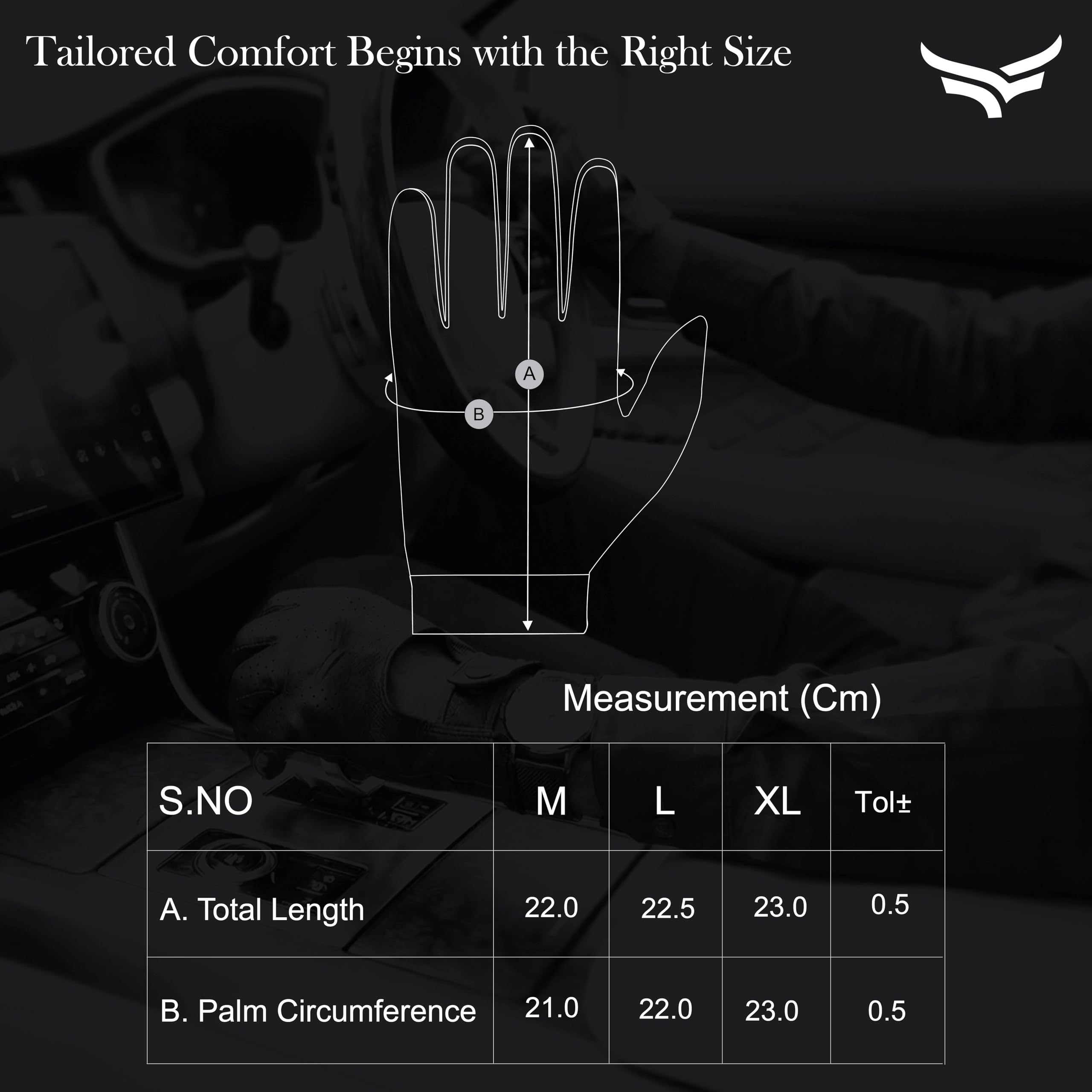 XTRIM Noir Cafe Racer Gloves, Premium Leather Gloves for Men, Large 4