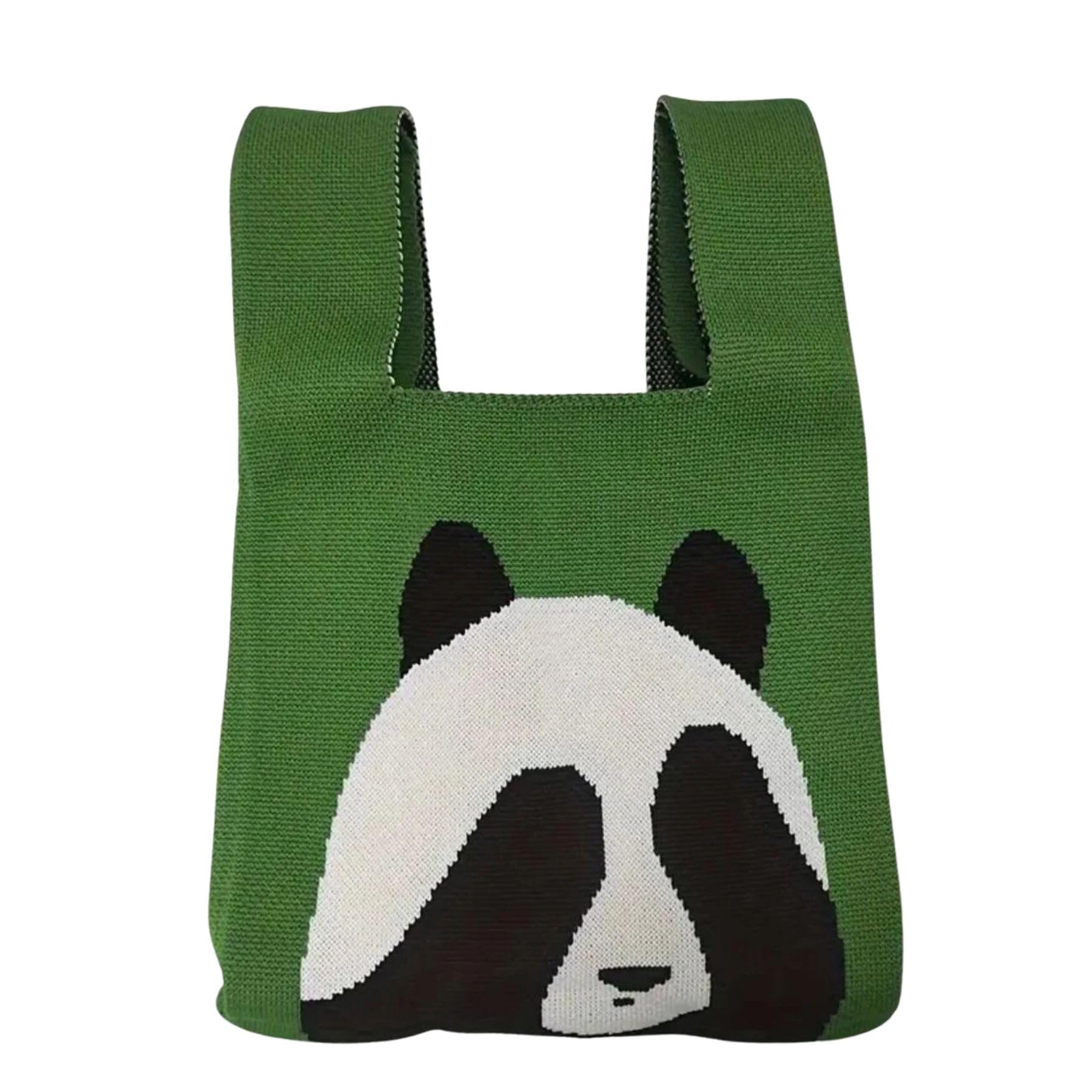 gold leaf Cute Panda Themed Wrist Bag for Women – Casual Crochet Tote, Small Handbag, Wristlet Clutch Bag with Cartoon Pattern – Trendy Travel & Shopping Bag, Gift for Mom, Birthday-picture-36