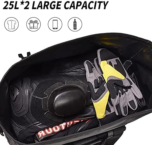 Miniatura 5 de Alforjas impermeables para motocicleta - Bolsas de equipaje para motocicleta de 50L para viajes en motocicleta - Bolsas tipo alforjas desmontables -
