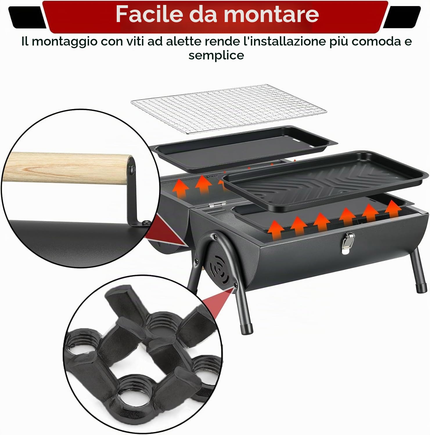 Barbecue a doppia faccia in acciaio inox con funzione griglia bifacciale, leggero, compatto, pieghevole, portatile, ideale per campeggio, festival