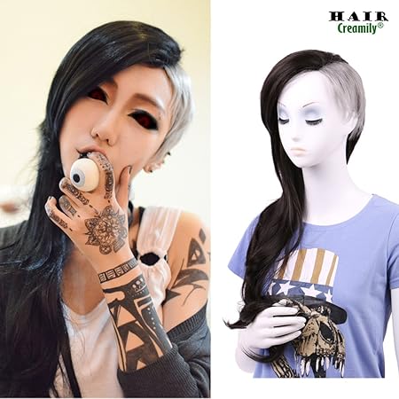 Amazon Co Jp Creamily 原宿系 ウィッグ コスプレウィッグ 東京喰種 ウタ 唄 風 性転換 黒 灰色 ホビー