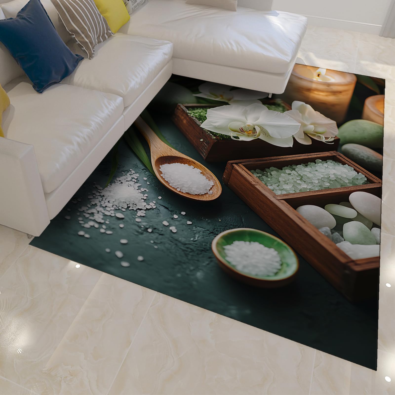 Tapis lavable orchidée 180x240 cm mince et pliable pour sols glissants