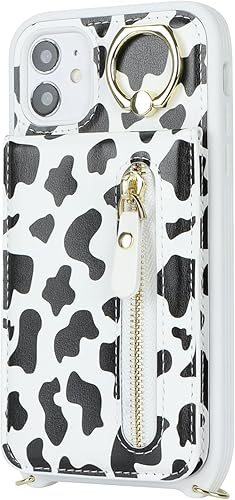 Miniatura 9 de Funda para iPhone 11 con tarjetero para mujer, iPhone 11 con correa y ranuras para tarjetas de crédito, bandolera con cremallera y función atril, a