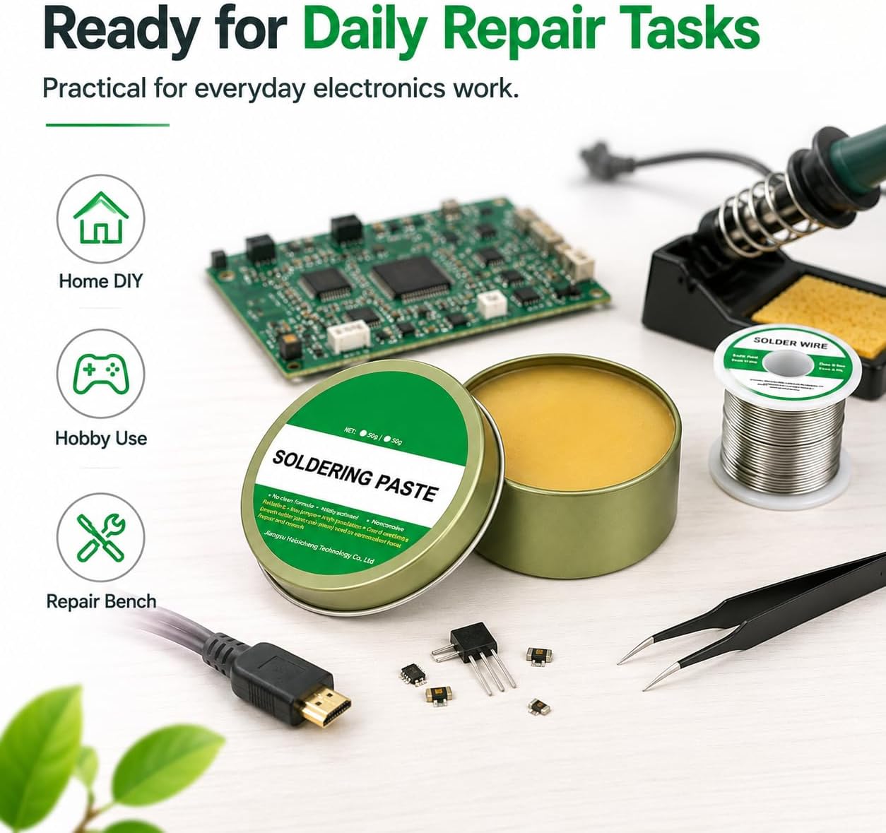High-Quality Soldering Flux Paste for Electronics – No-Clean Rosin Flux, Lead-Free, PCB Soldering Flux, Circuit Board Solder Flux, Improves Solder Flow for Electronics Repair & Soldering, 100g (2 PCS)