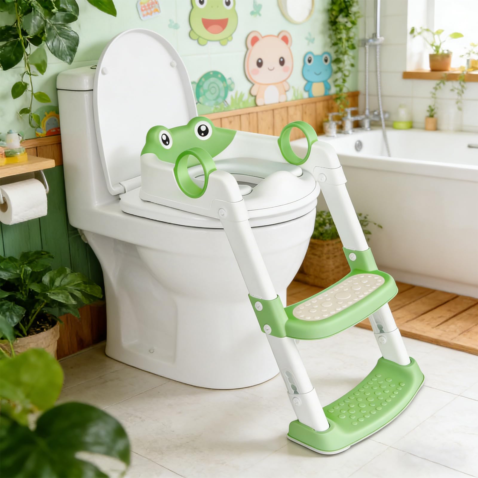 Toilettensitz Kinder mit Treppe,Toilettentrainer für Kind,Toilettenleiter für Kind,2-in-1 kinder Toilettensitz mit Treppe,Verstellbar Toilettentrainer Toilettensitz für Jung und Mädchen