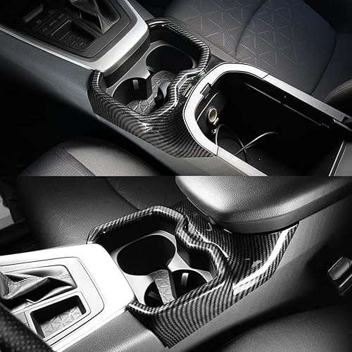 Miniatura 2 de Funda para portavasos de agua para consola central RAV4, compatible con accesorios Toyota RAV4 2023 2022 2020 2021 2019 ABS fibra de carbono