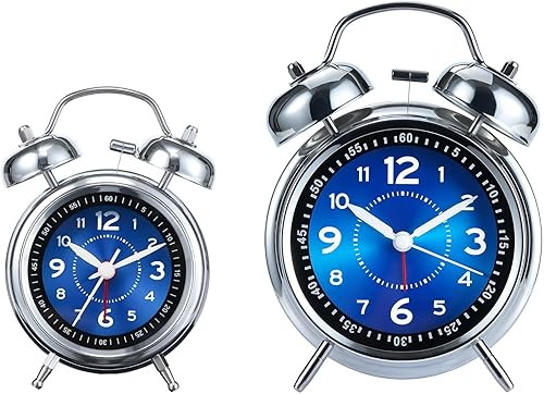 Miniatura 4 de AKCISOT Reloj despertador alto para personas que duermen profundamente y pesadas, reloj analógico de metal de 3 pulgadas con campana gemela,