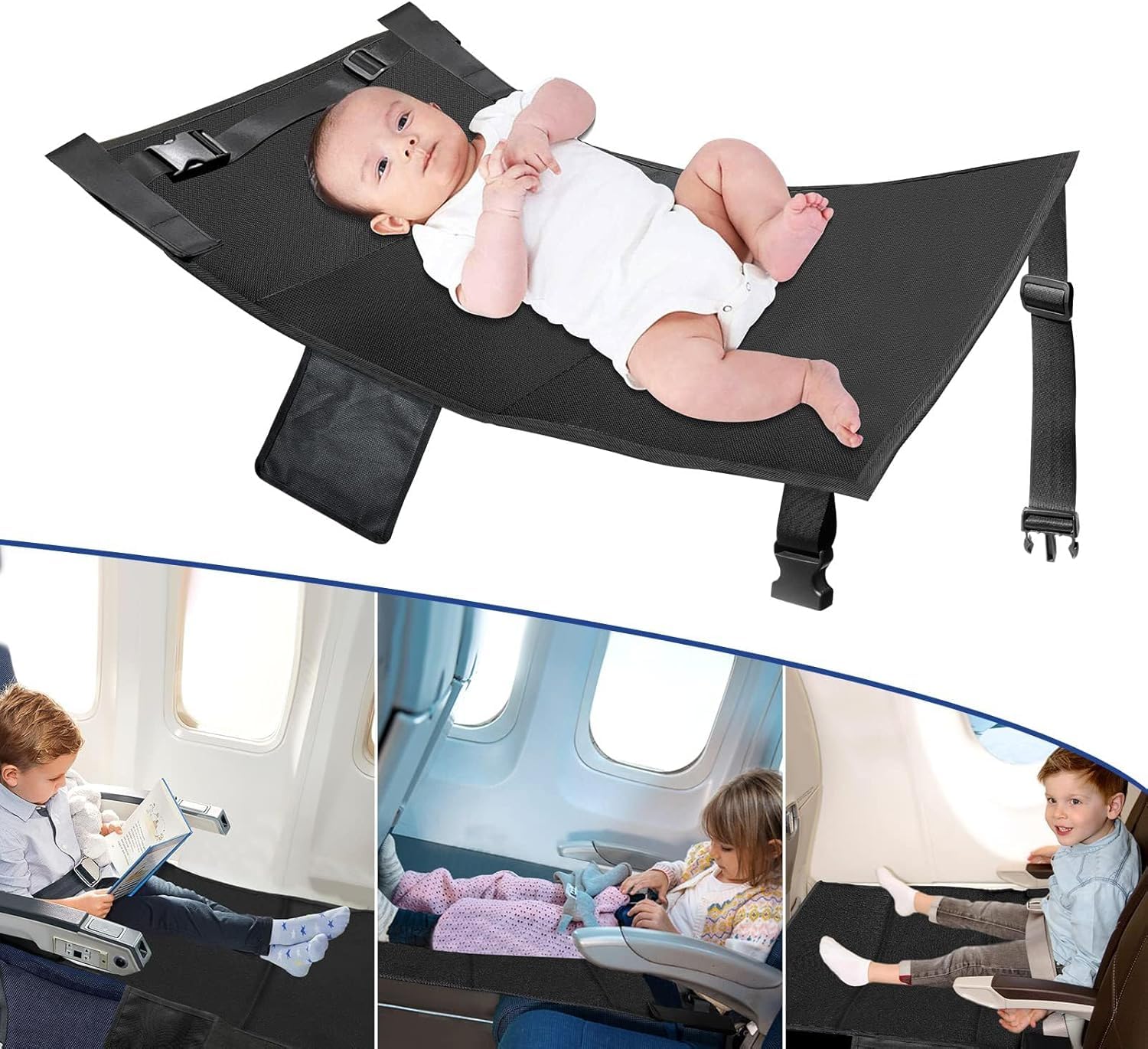 Reposapiés Portátil y Plegable para Niños, Extensores de Asientos para Aviones, Accesorios de Viaje en Avión, 77x44cm