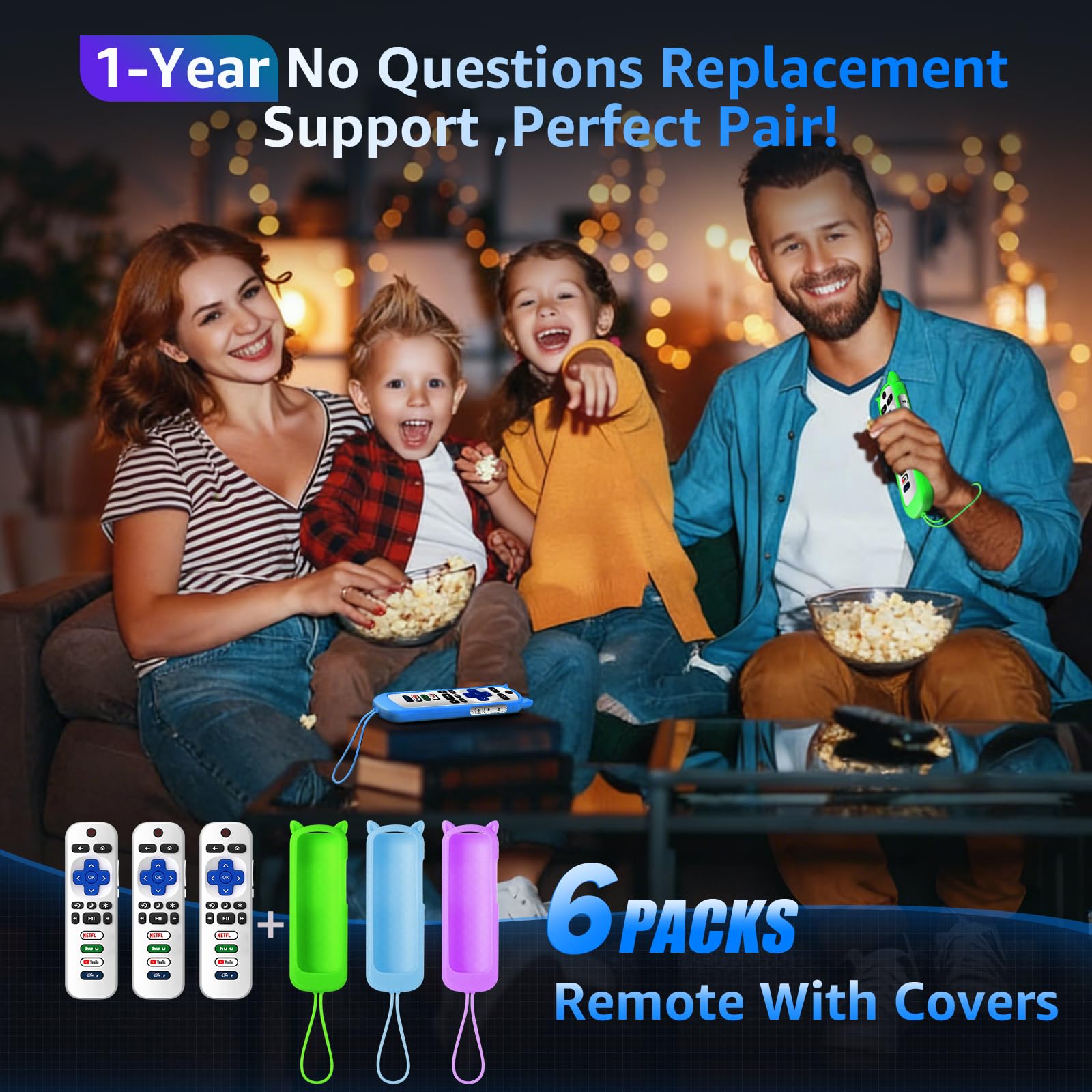 (3 Stück) Ersatzfernbedienung nur für Roku TV mit weicher Silikon-Schutzhülle (leuchtet im Dunkeln), Universal-Fernbedienung für TCL/Onn/Hisense/Sharp/Element/Philips Roku Smart TV (elegantes Weiß)